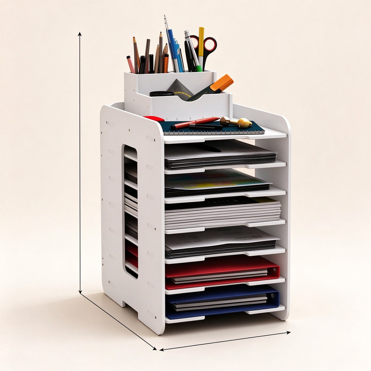 Tiered Desk File Organizer, 4 or 7 Tier, 9.1 or 13.4 in Wide, PVC