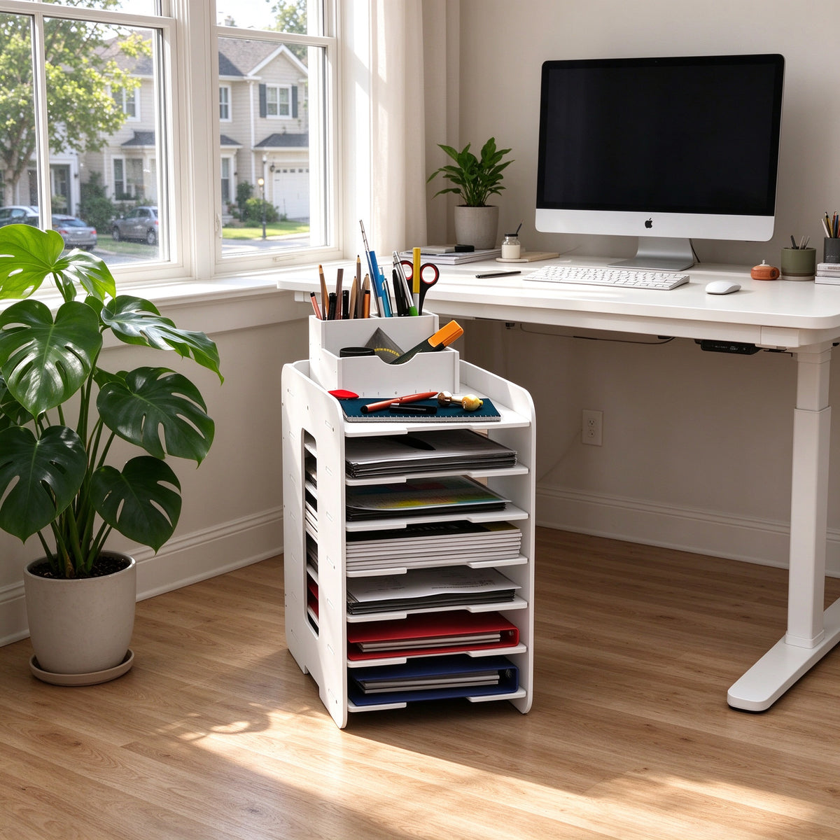Tiered Desk File Organizer, 4 or 7 Tier, 9.1 or 13.4 in Wide, PVC