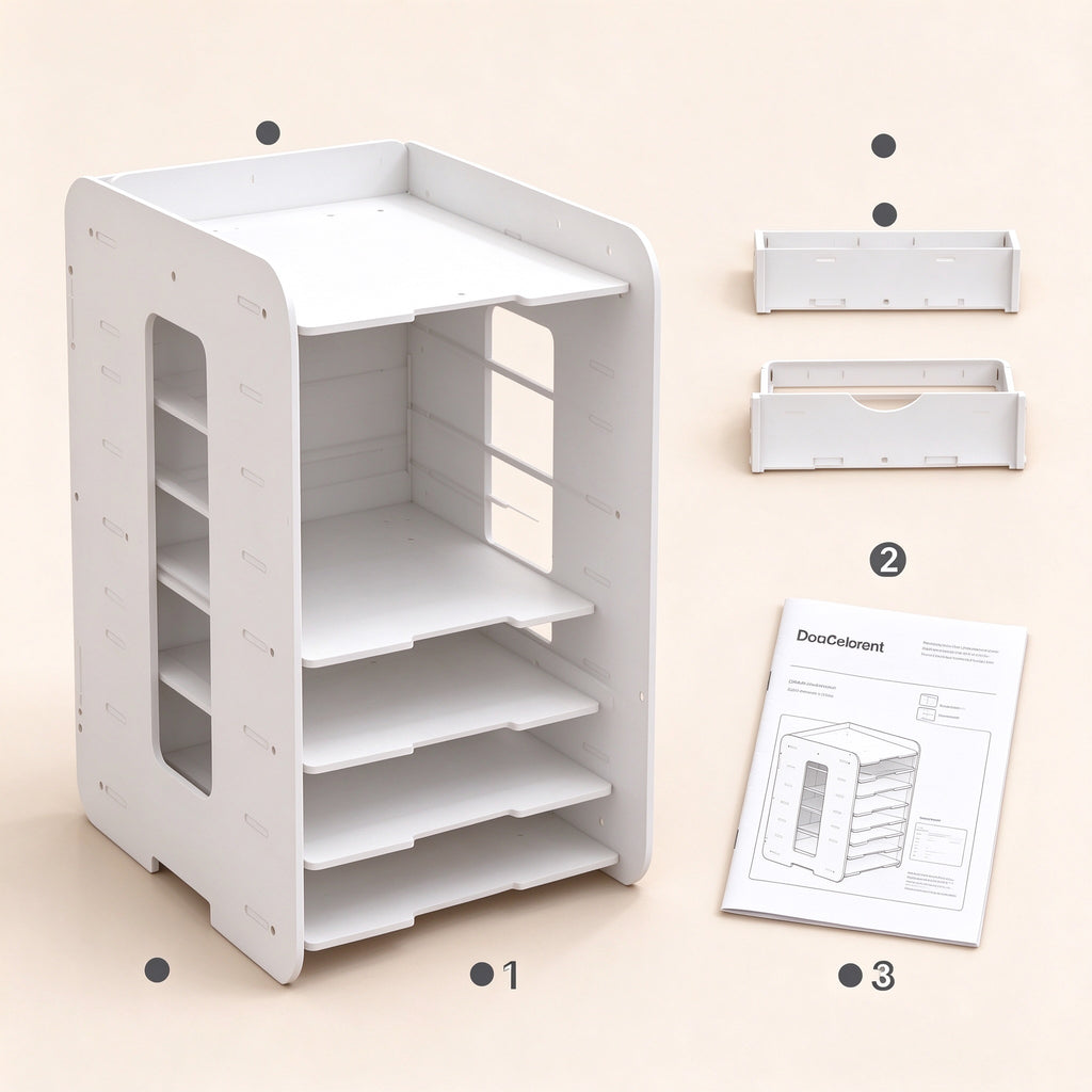Tiered Desk File Organizer, 4 or 7 Tier, 9.1 or 13.4 in Wide, PVC