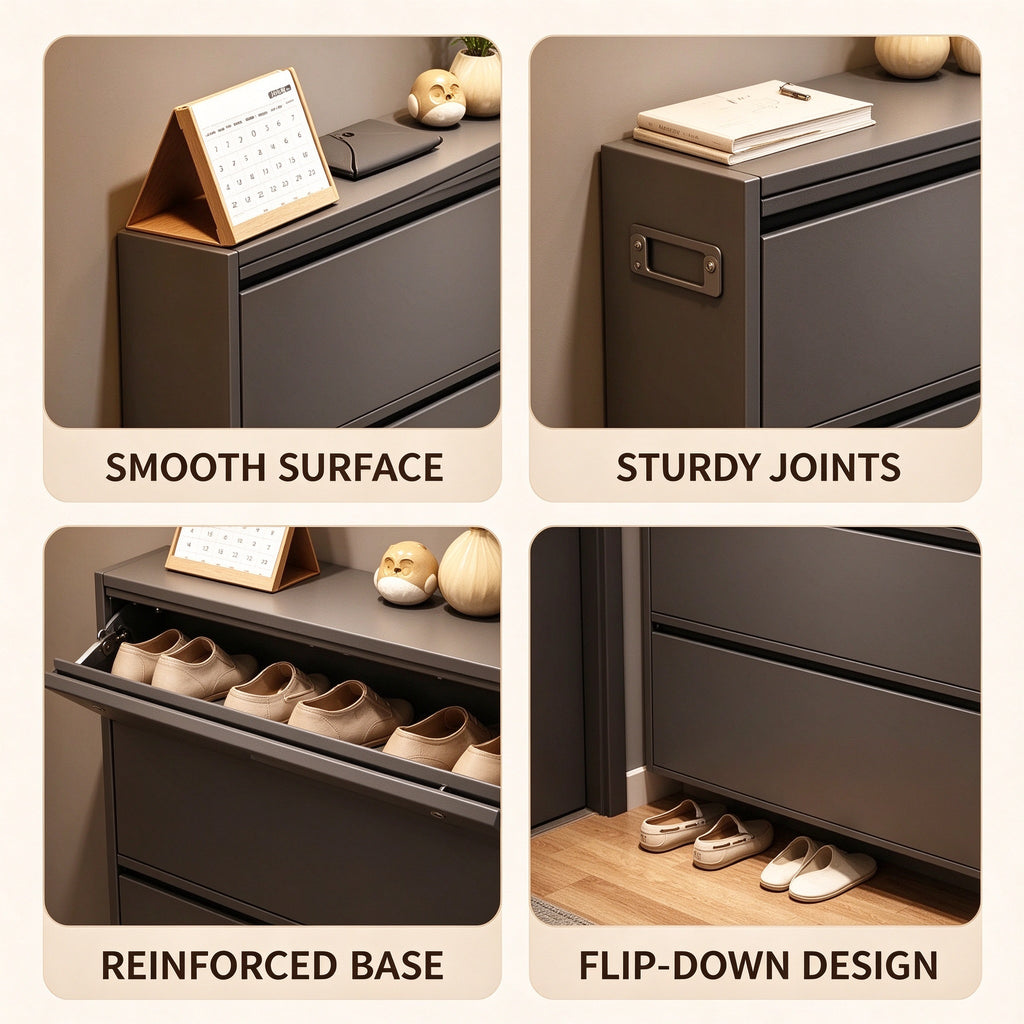 Ultra-Slim Flip-Down Shoe Cabinet, 2 or 3 Tier, 20 or 25.8 in Wide