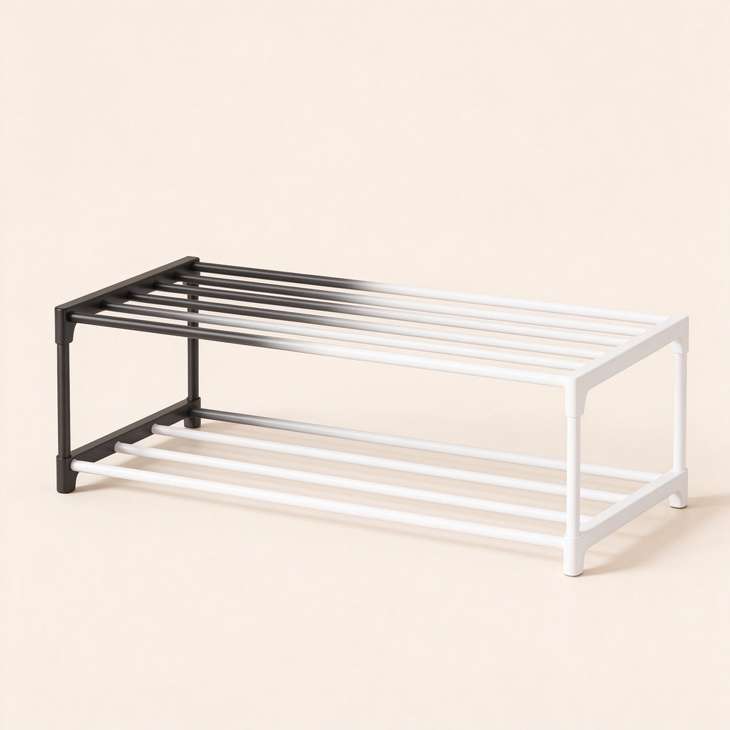 Under-Bed Shoe Rack, 2 Tier, 8.3 in Tall, 18.1 to 29.5 in Wide