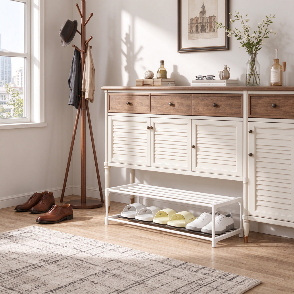 Under-Bed Shoe Rack, 2 Tier, 8.3 in Tall, 18.1 to 29.5 in Wide