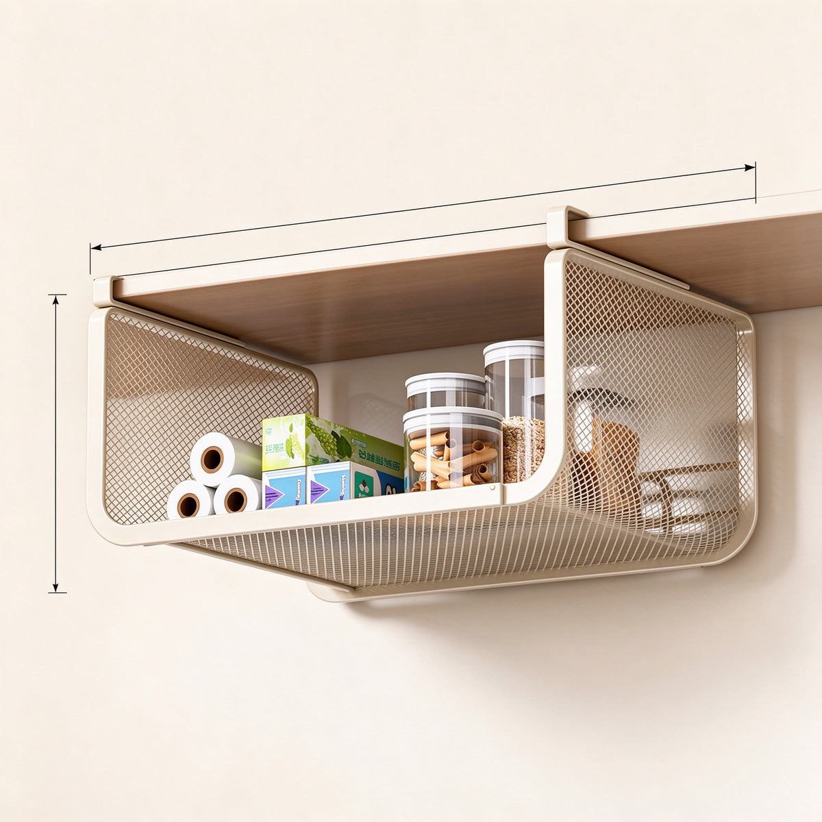 Under-Shelf Hanging Basket, 15.0 or 15.9-25.5 in Wide, Steel Mesh