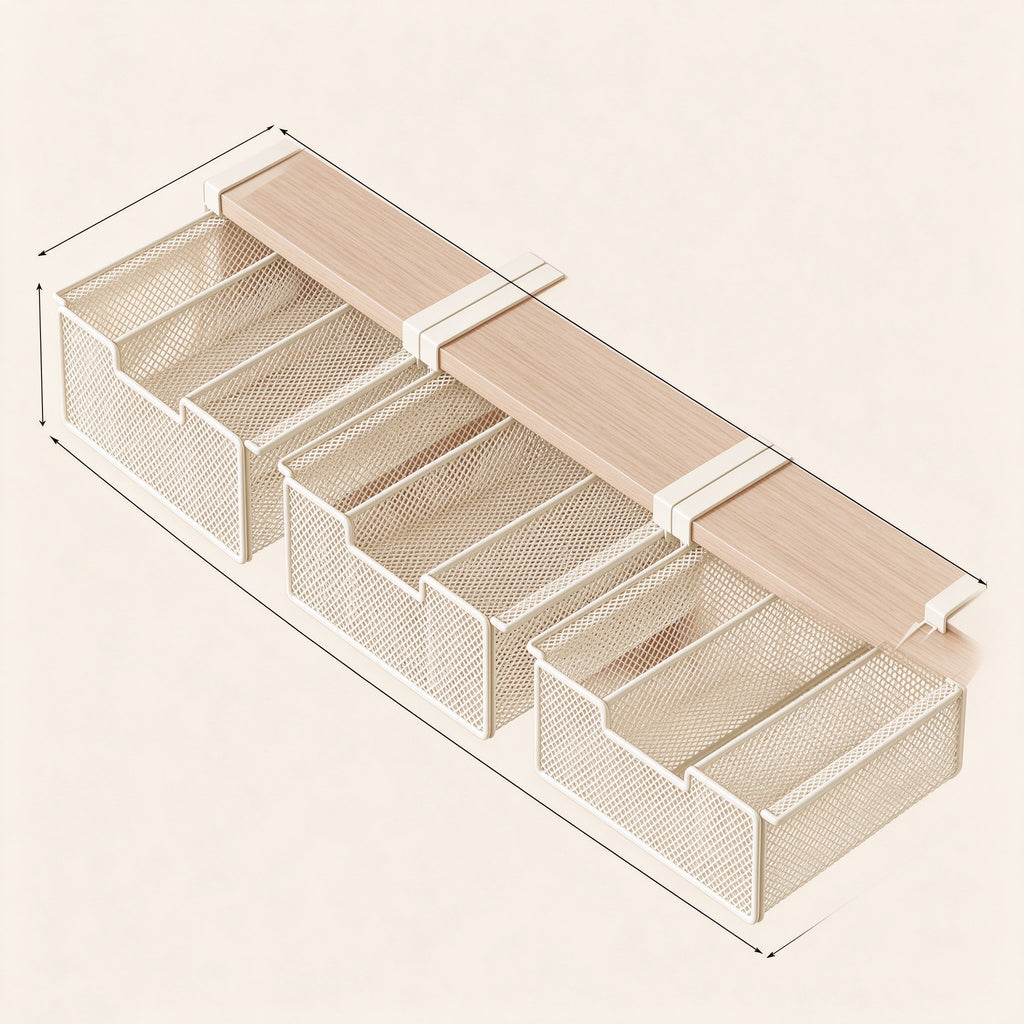 Under-Shelf Pull-Out Drawer, Hooks on the Board, 9.8-17.7 in