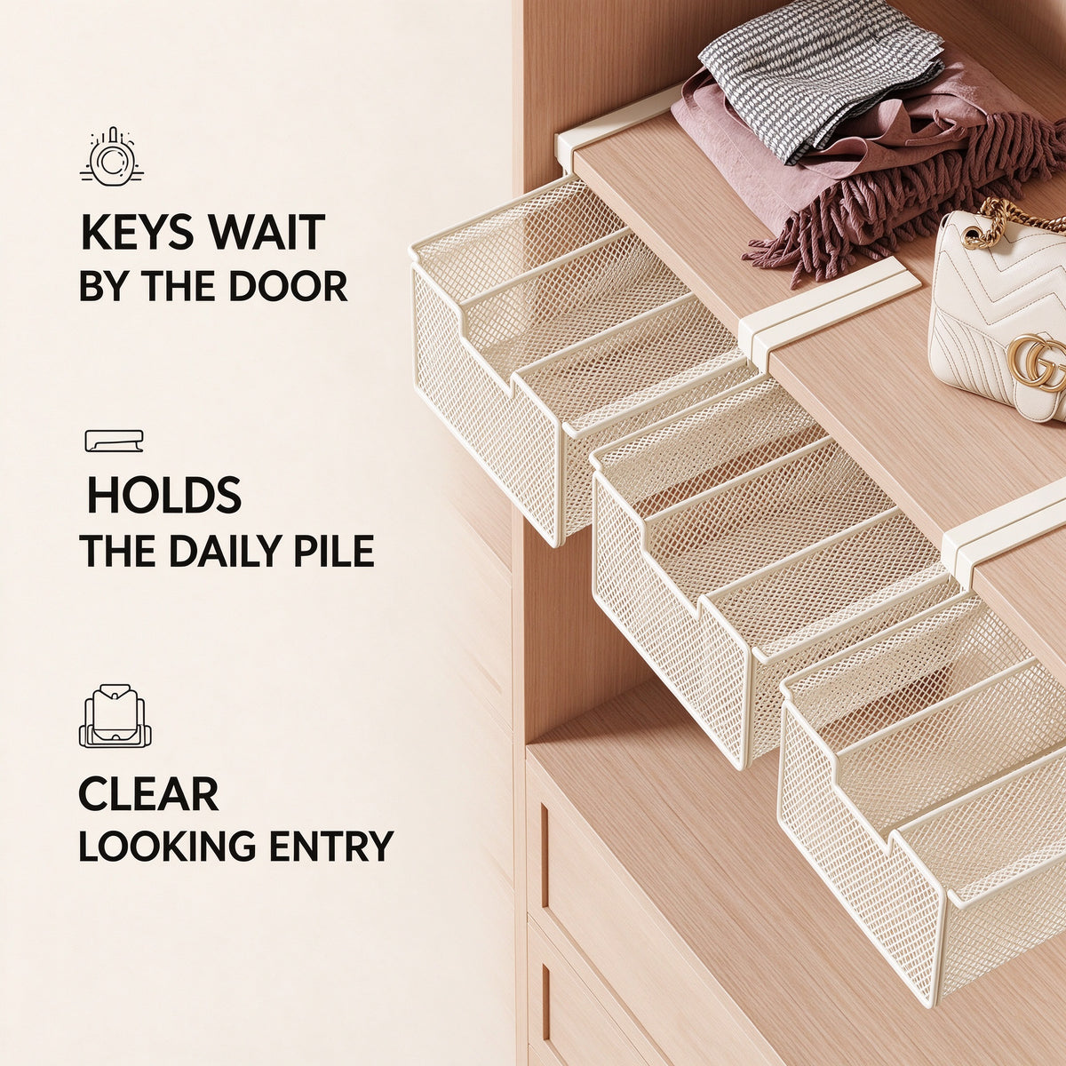 Under-Shelf Pull-Out Drawer, Hooks on the Board, 9.8-17.7 in