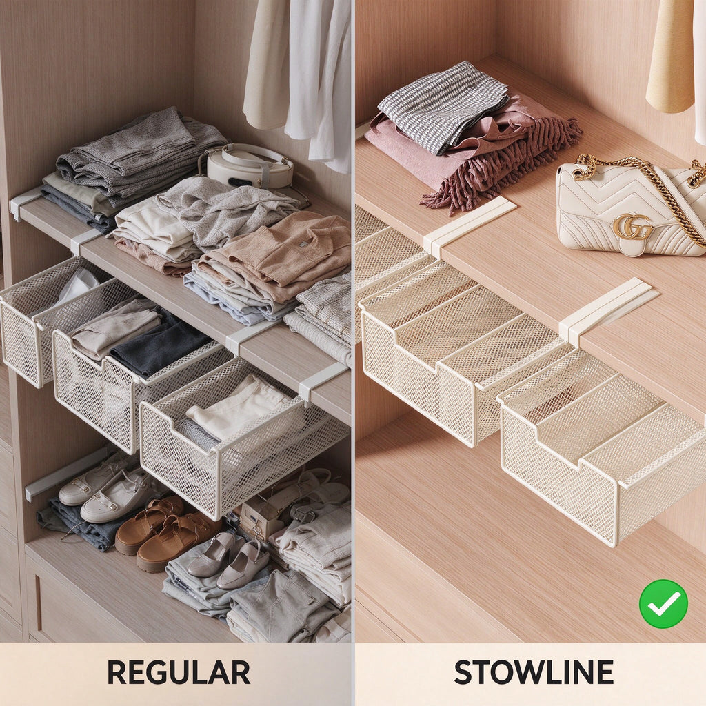 Under-Shelf Pull-Out Drawer, Hooks on the Board, 9.8-17.7 in
