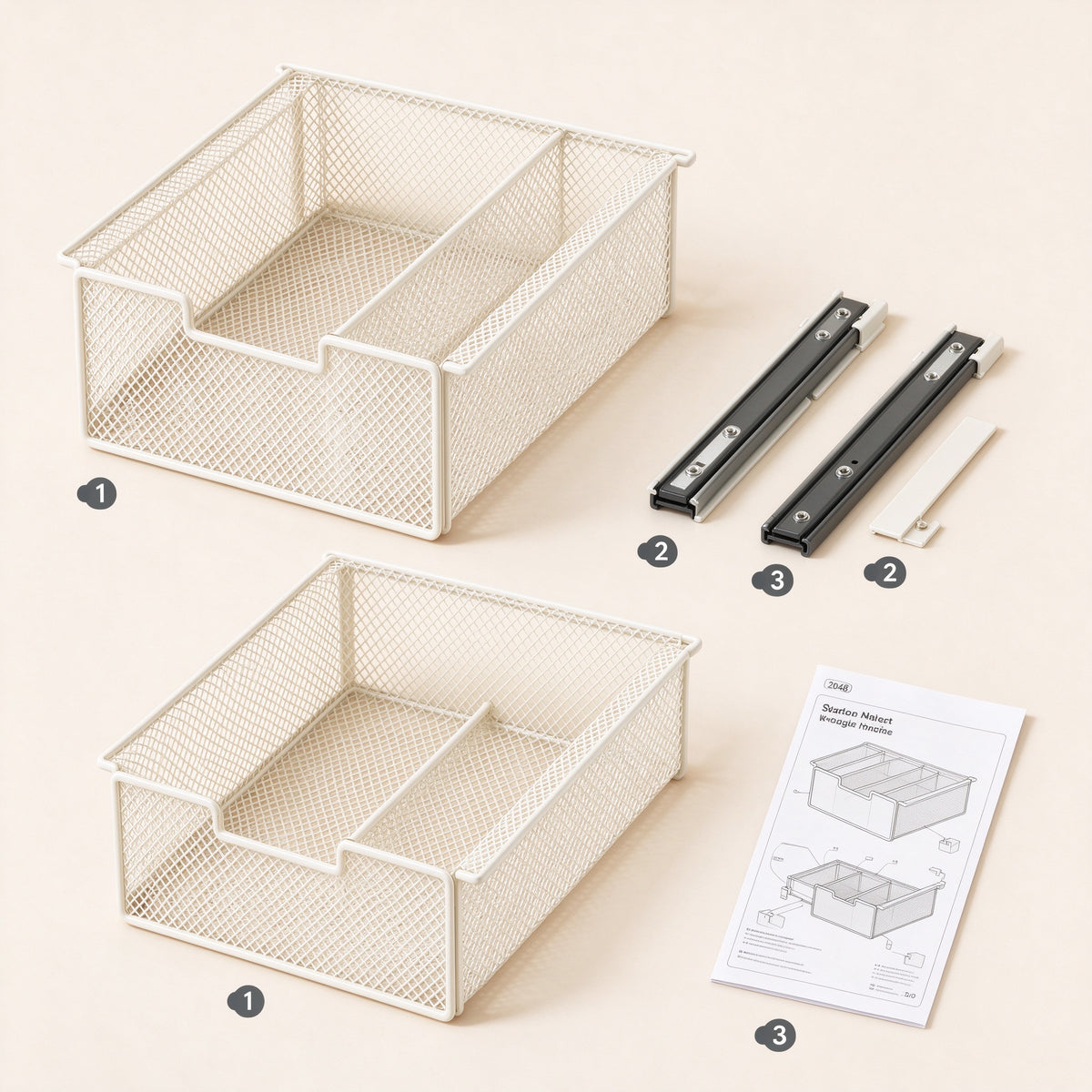 Under-Shelf Pull-Out Drawer, Hooks on the Board, 9.8-17.7 in