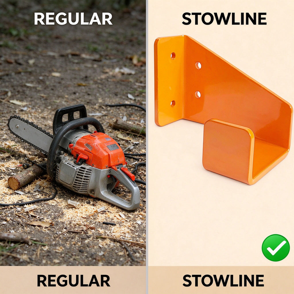 Wall-Mount Chainsaw Hanger, Steel Hook, 3.5 in Deep, 1 or 2 Pack