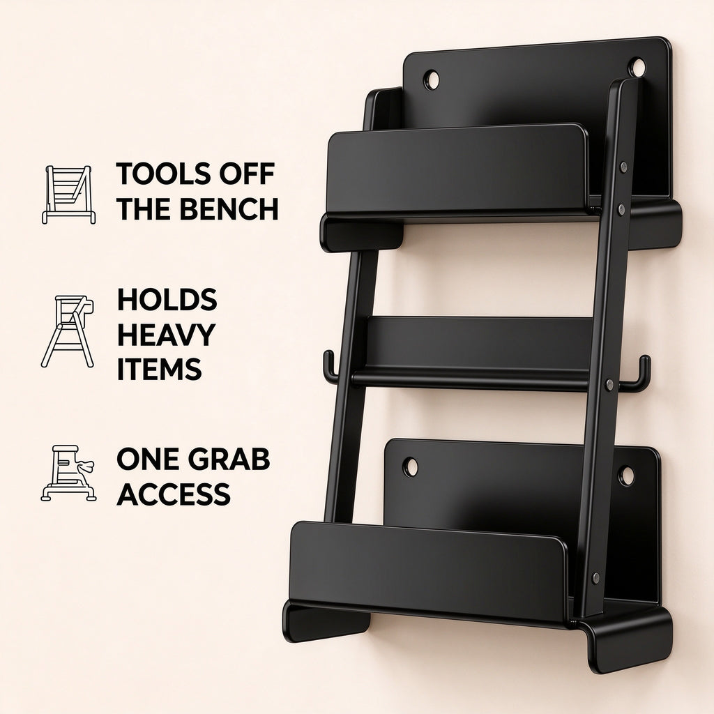 Wall-Mount Ladder Hook, Steel, 5.3 in Deep, 1 or 2 Pack