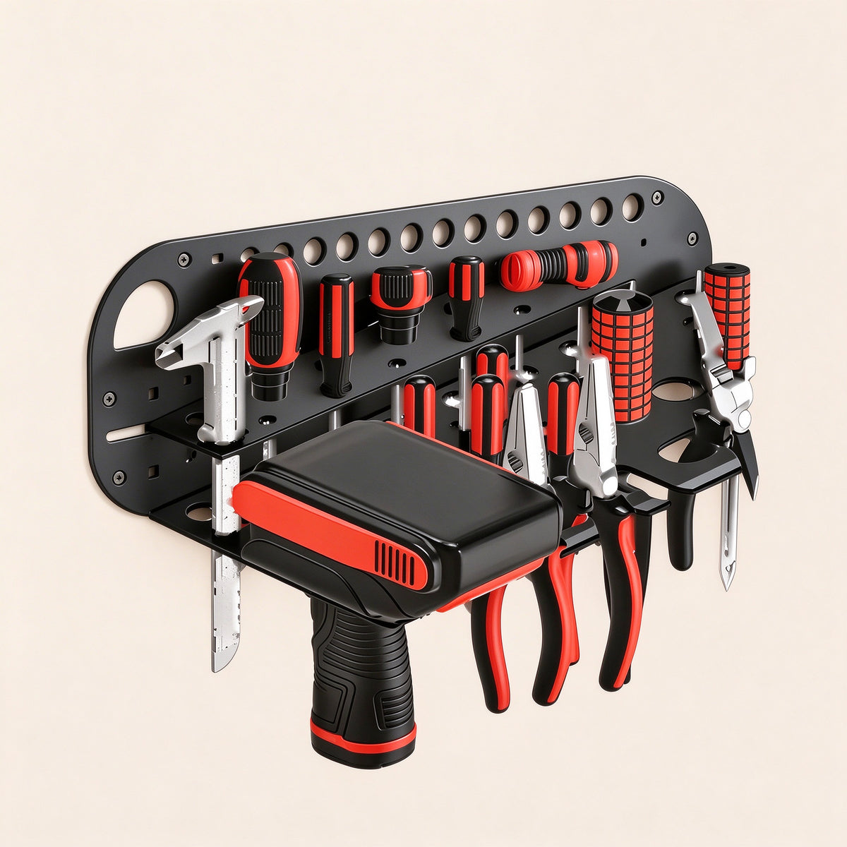 Wall-Mount Power Tool Organizer, 15.7 x 5.7 in Metal Plate