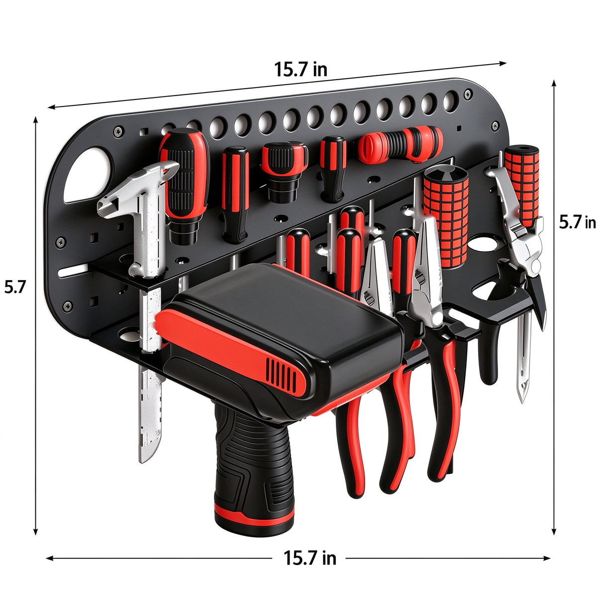 Wall-Mount Power Tool Organizer, 15.7 x 5.7 in Metal Plate