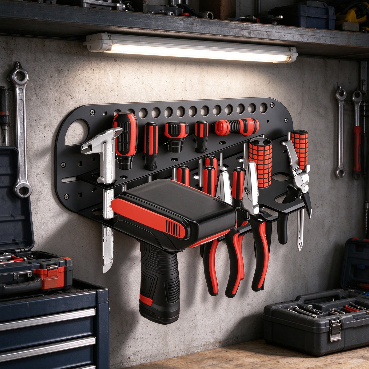Wall-Mount Power Tool Organizer, 15.7 x 5.7 in Metal Plate