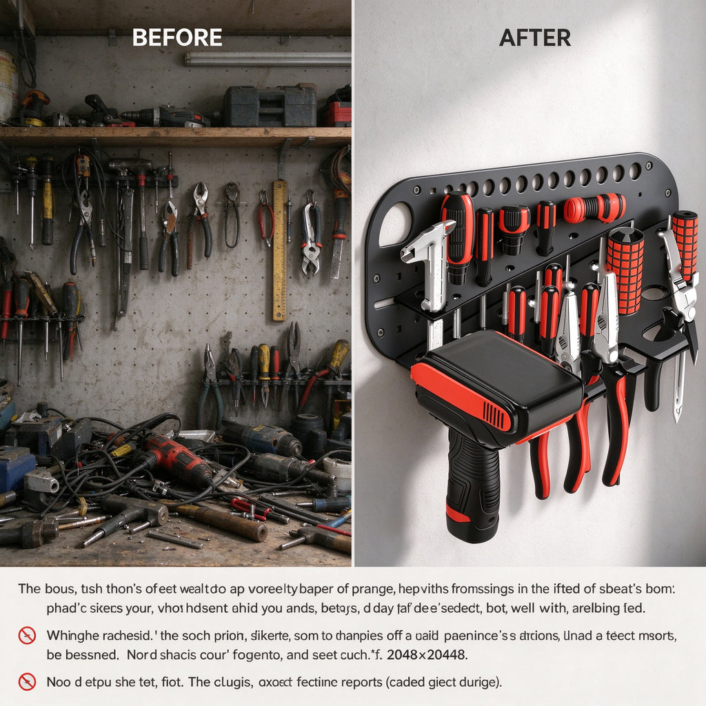 Wall-Mount Power Tool Organizer, 15.7 x 5.7 in Metal Plate