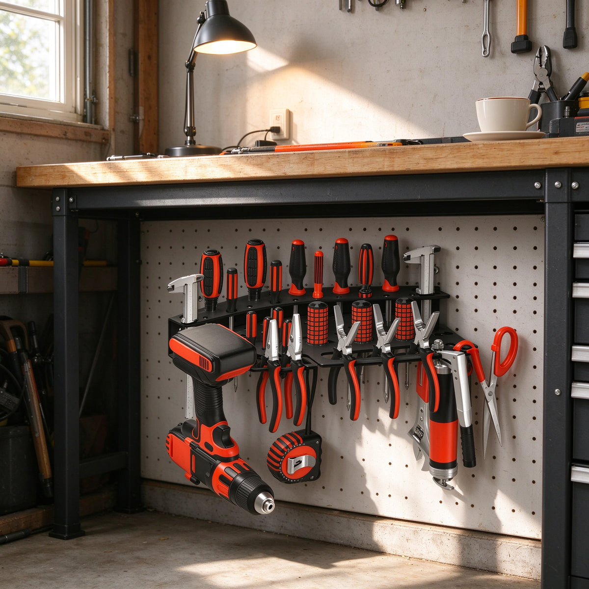 Wall-Mount Power Tool Organizer, 15.7 x 5.7 in Metal Plate