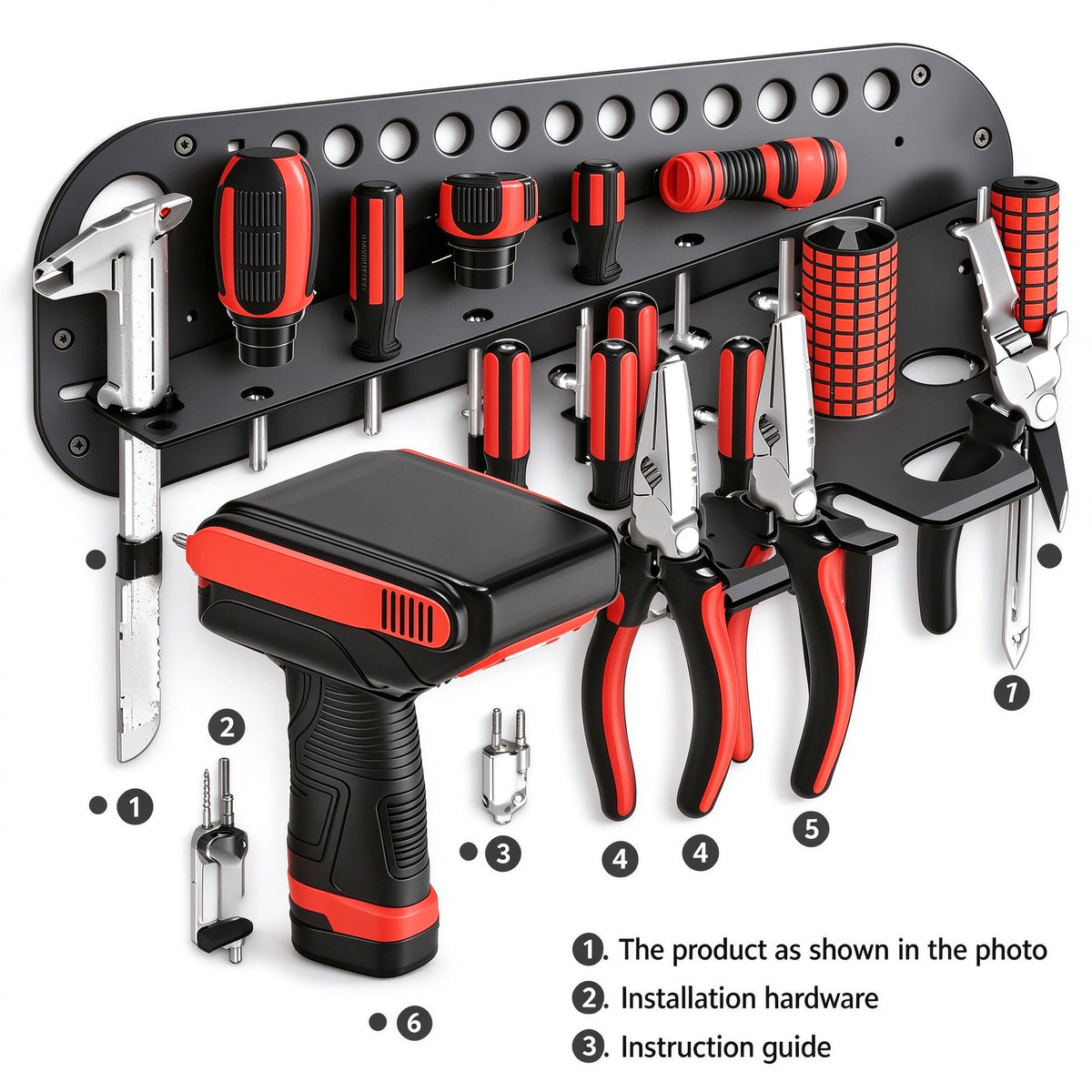 Wall-Mount Power Tool Organizer, 15.7 x 5.7 in Metal Plate