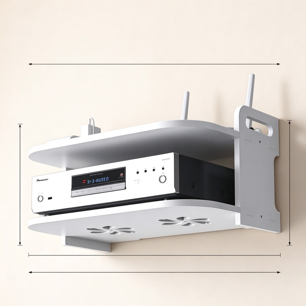 No-Drill Wall Shelf for Router and Cable Box, 11.8 to 31.5 in Wide