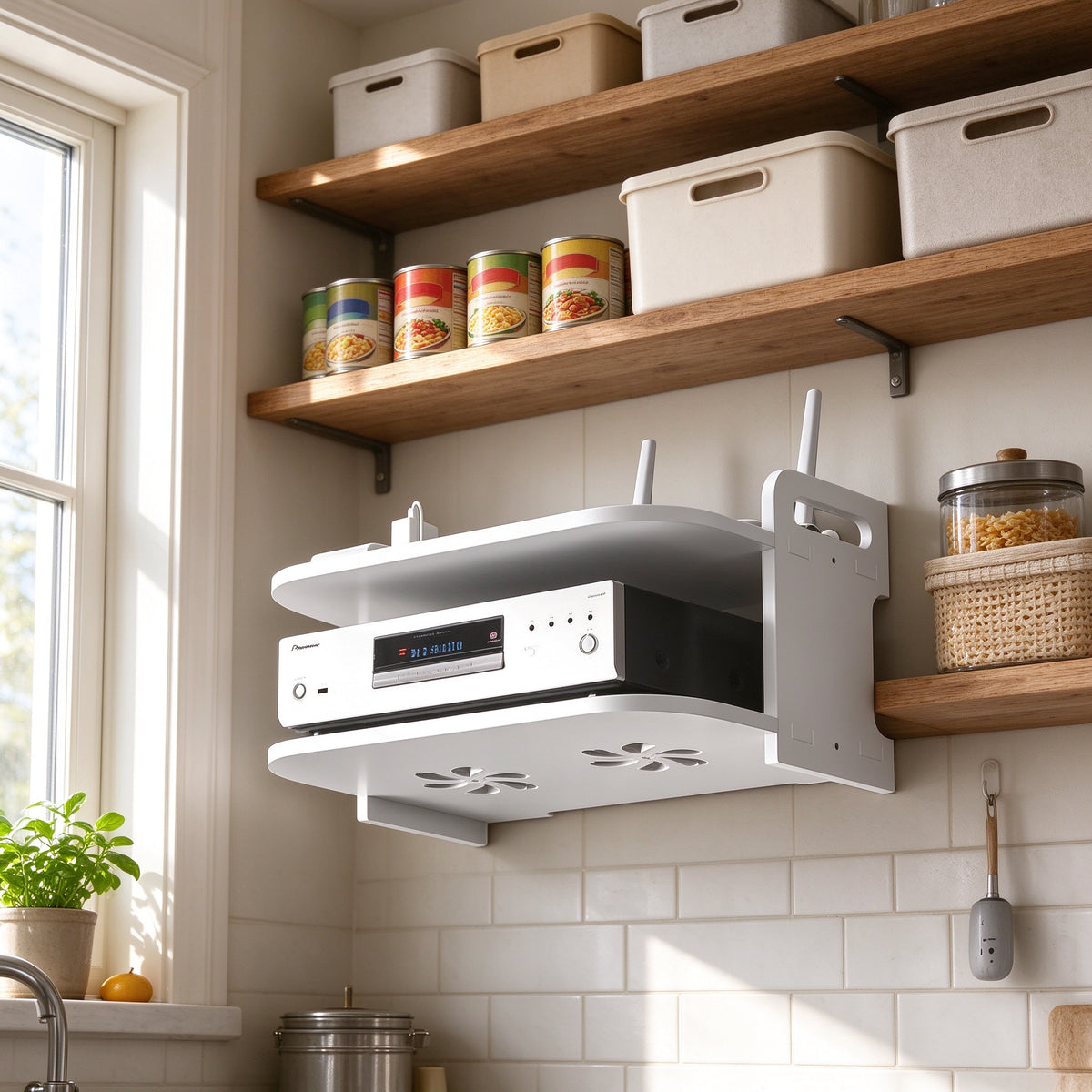 No-Drill Wall Shelf for Router and Cable Box, 11.8 to 31.5 in Wide